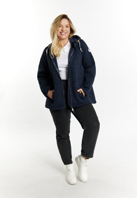 Schmuddelwedda Gebreide fleece jas Dames marine gem - Image 2