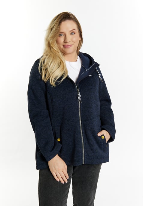 Schmuddelwedda Gebreide fleece jas Dames marine gem - Image 3