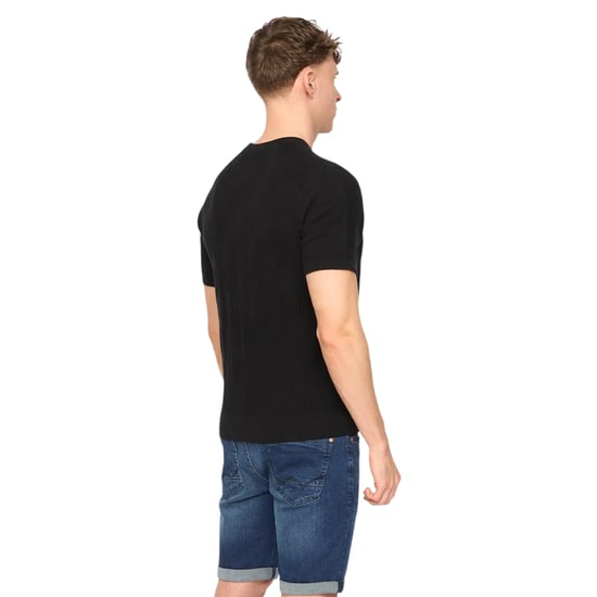 Duck and Cover Heren Littleton Gebreid T-Shirt (Zwart) - Image 2