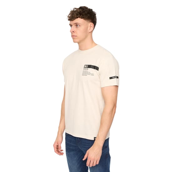 Duck and Cover Heren Tatick Geborsteld Katoenen T-Shirt (Licht Steen) - Image 3