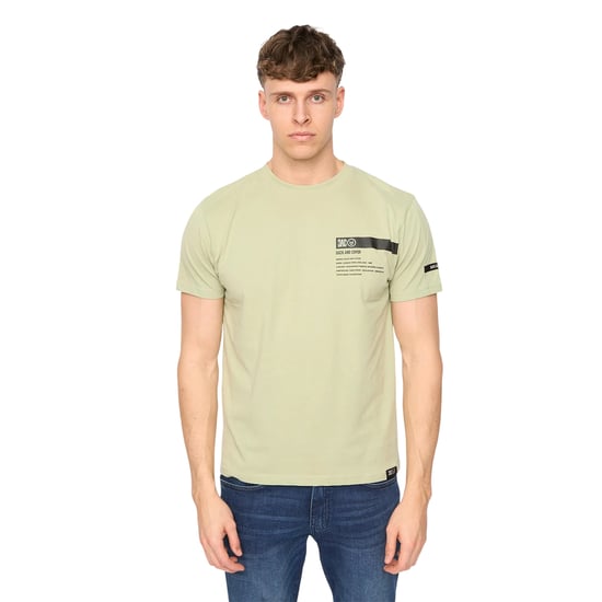 Duck and Cover Heren Tatick Geborsteld Katoenen T-Shirt (Licht Olijf) - Image 1
