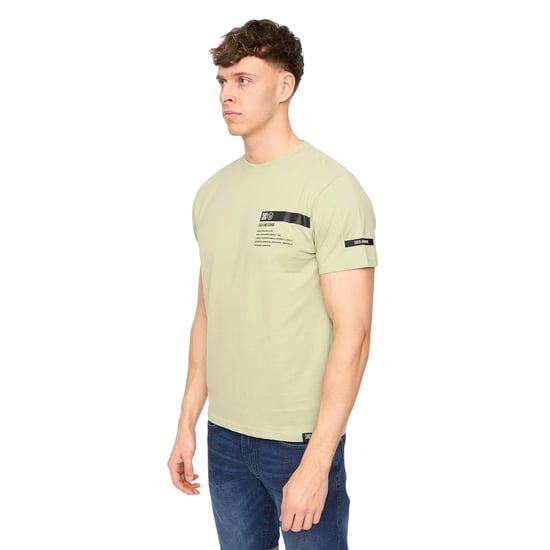 Duck and Cover Heren Tatick Geborsteld Katoenen T-Shirt (Licht Olijf) - Image 3
