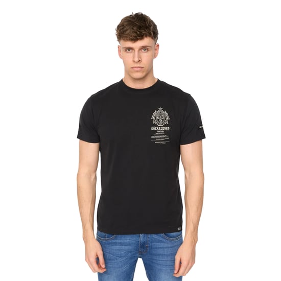 Duck and Cover Heren Stoneham Geborsteld Katoenen T-shirt (Zwart) - Image 1