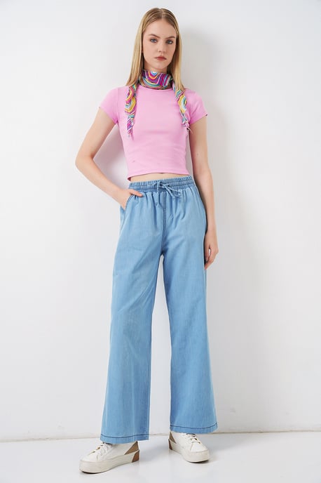 Ontspannen Pas Wijd Beenzijen Jeans met Koordsluiting - Image 1