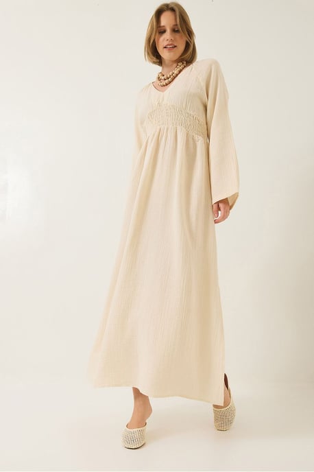 Geverfde V-hals Midi-jurk met Geraffineerde Taille - Image 2