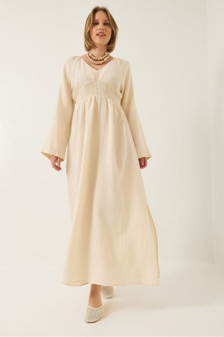 Geverfde V-hals Midi-jurk met Geraffineerde Taille - Image 4
