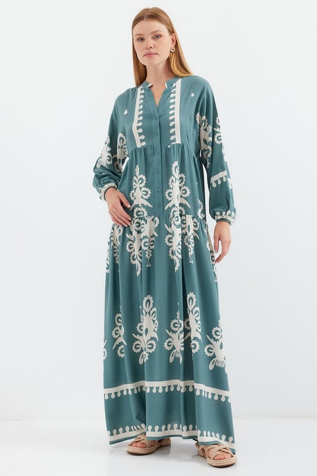 Geprinte V-hals Maxi-jurk - Image 2