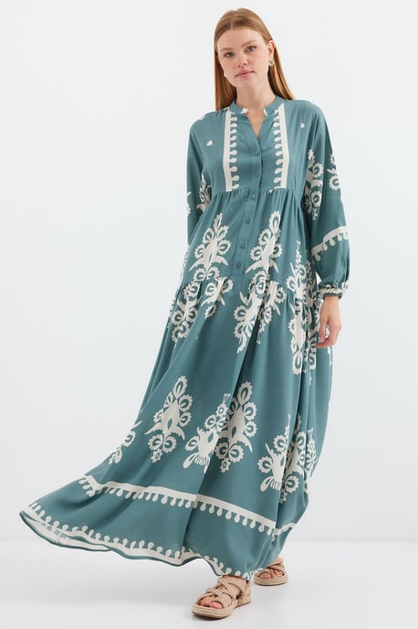 Geprinte V-hals Maxi-jurk - Image 3