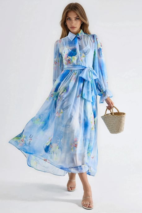 Abstract Patroon Maxi Shirtjurk met Riem - Image 1