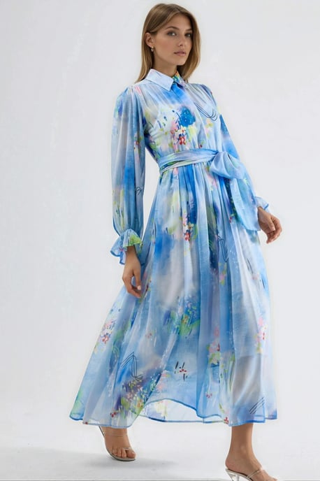 Abstract Patroon Maxi Shirtjurk met Riem - Image 2