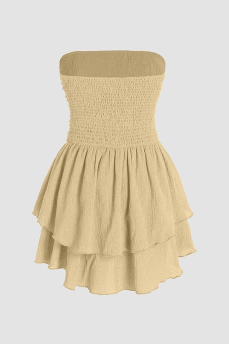 Strapless Geweven Ruches Mini-jurk - Image 2