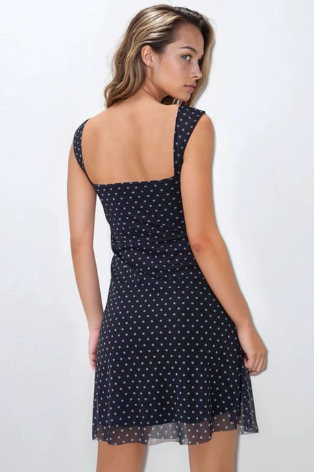 Polkadot Mouwloze Mini Tule Jurk met Vierkante Halslijn - Image 6
