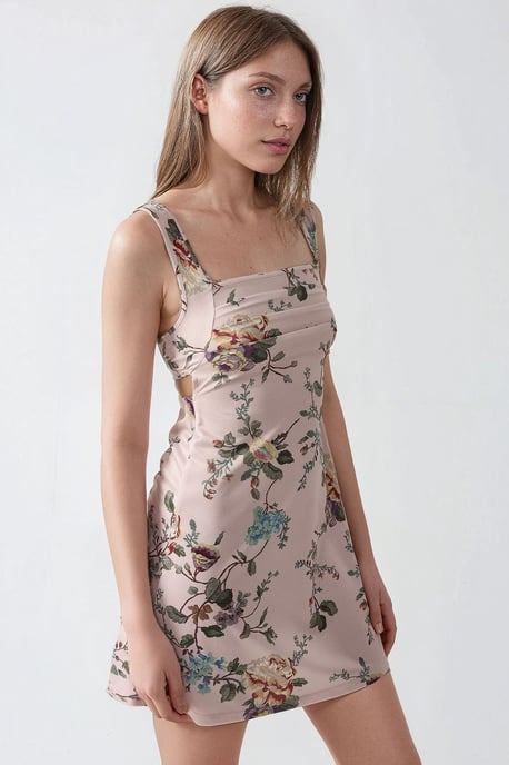 Geprinte Bodycon Mini Jurk met Vierkante Kraag - Image 5