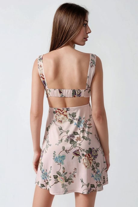 Geprinte Bodycon Mini Jurk met Vierkante Kraag - Image 6
