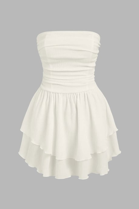 Strapless Textured Ruffle Mini-jurk - Image 1