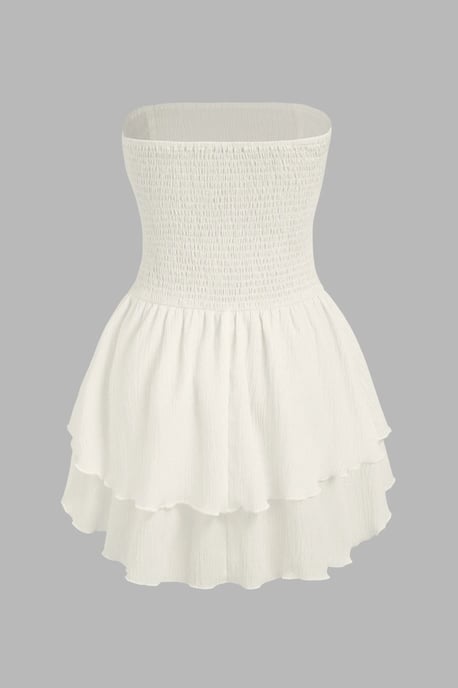 Strapless Textured Ruffle Mini-jurk - Image 2