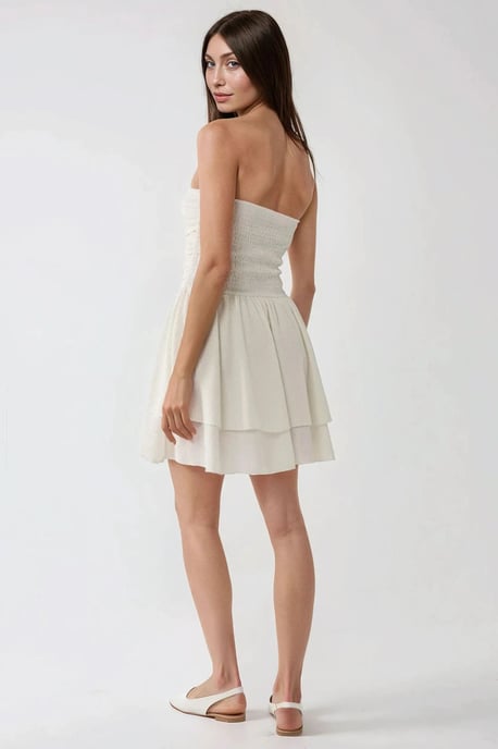 Strapless Textured Ruffle Mini-jurk - Image 5