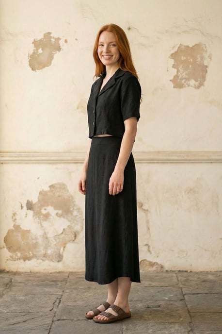 Crop Shirt & Midi Rok Co-Ord Set - Image 3
