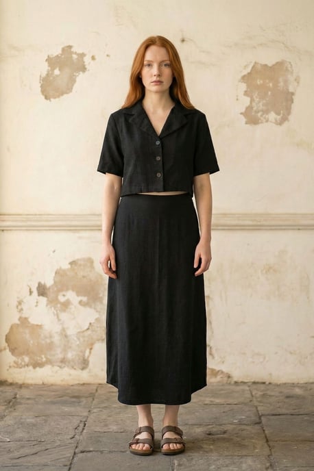 Crop Shirt & Midi Rok Co-Ord Set - Image 4