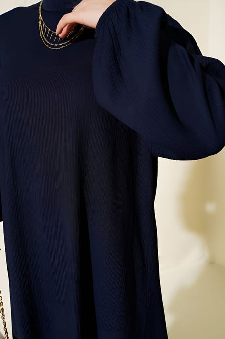 Geweven Lange Mouwen Tuniek en Wijde Pantalon Set - Image 3