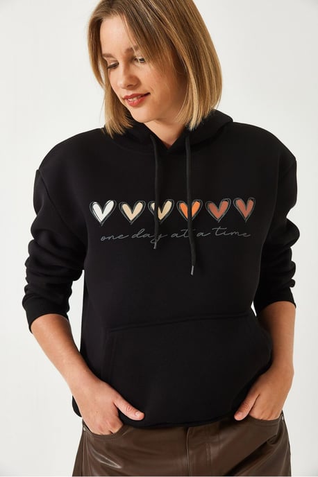 Hooded Katoenen Motto Hoodie met Pocket - Image 2