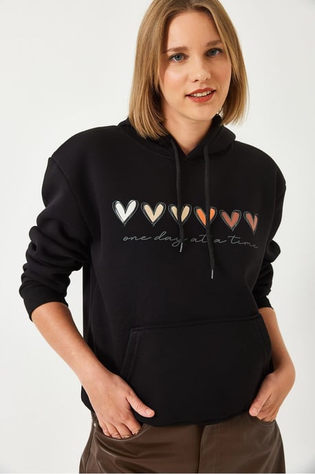 Hooded Katoenen Motto Hoodie met Pocket - Image 4