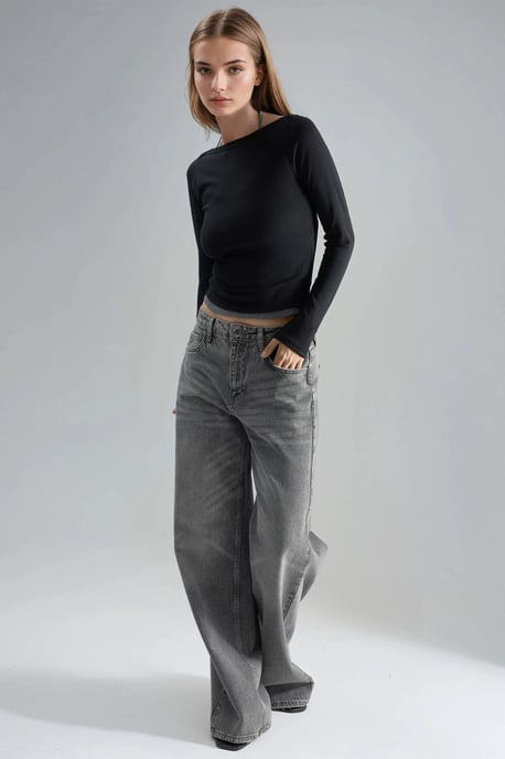 Slim Fit Geribbelde Boothals Blouse - Image 5
