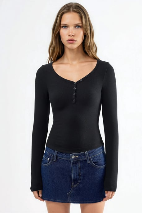 Knoopkraag Lange Mouw Elastische Blouse - Image 6