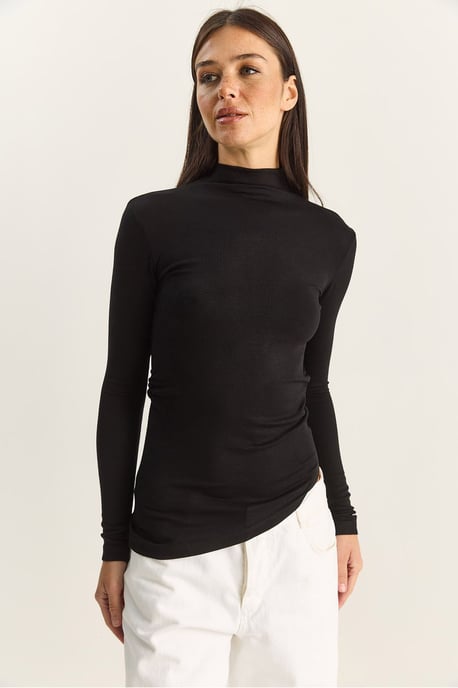 Getailleerde Coltrui Blouse met Lange Mouwen en Rimpeldetail - Image 2