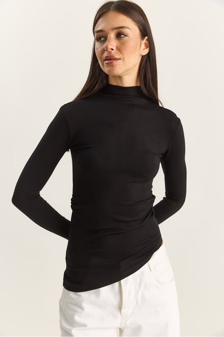 Getailleerde Coltrui Blouse met Lange Mouwen en Rimpeldetail - Image 3