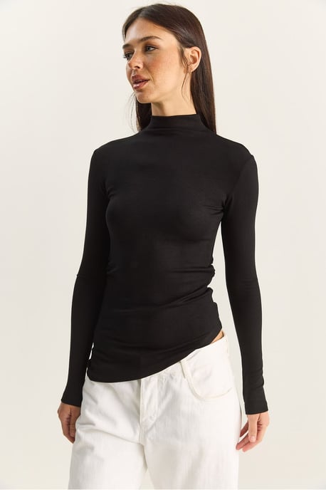 Getailleerde Coltrui Blouse met Lange Mouwen en Rimpeldetail - Image 4