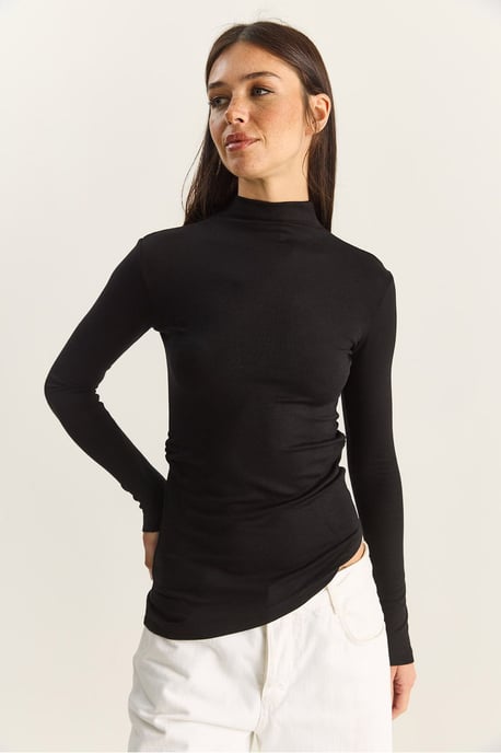 Getailleerde Coltrui Blouse met Lange Mouwen en Rimpeldetail - Image 5