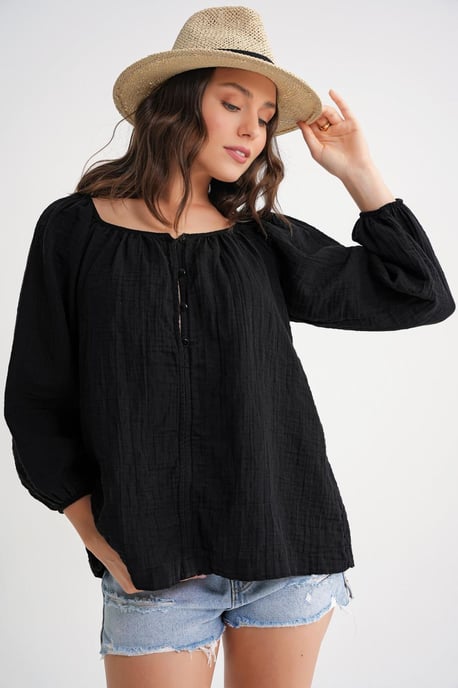 Geknoopte Mousseline Blouse - Image 3