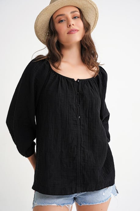 Geknoopte Mousseline Blouse - Image 4