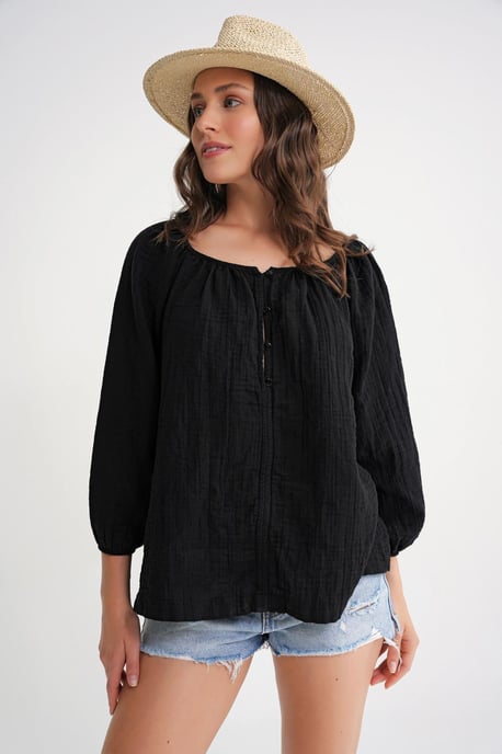 Geknoopte Mousseline Blouse - Image 5