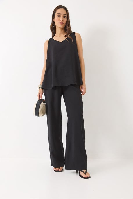V-hals Katoenen Blouse-Broek Twee-Piece Set - Image 2