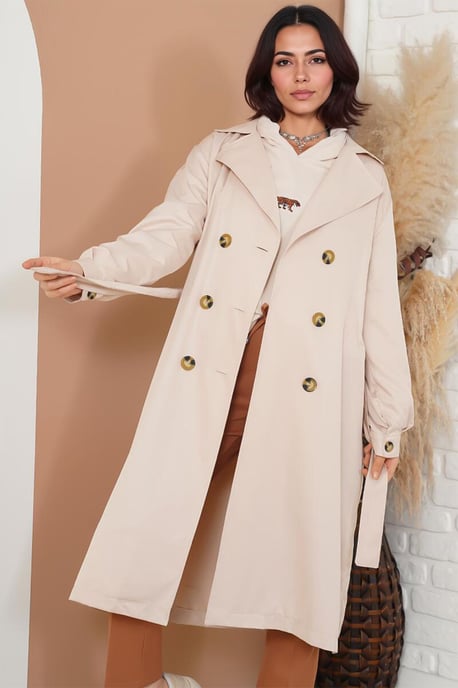 Dubbelbreasted Lange Trenchcoat - Image 2