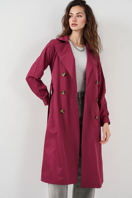 Twee rijen knoop lange trenchcoat - Image 1