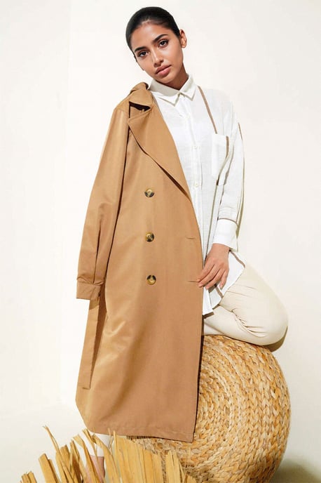 Dubbelbreasted Lange Trenchcoat - Image 2