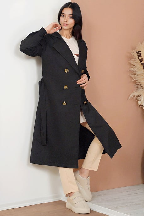Dubbelgeknoopt Lange Trenchcoat - Image 1