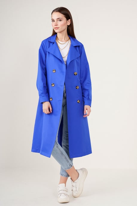 Dubbelbreasted Lange Trenchcoat - Image 1