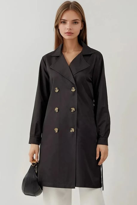 Dubbelgebreide Elastische Trenchcoat - Image 1