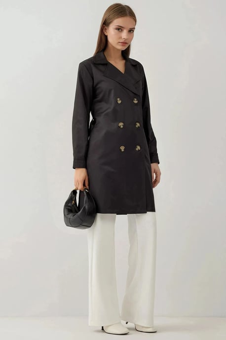 Dubbelgebreide Elastische Trenchcoat - Image 2