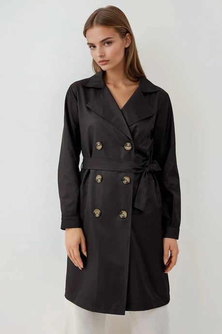Dubbelgebreide Elastische Trenchcoat - Image 5