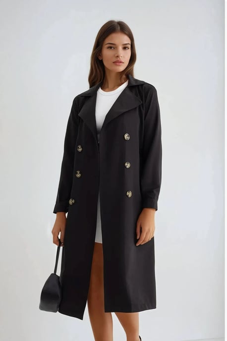 Dubbelzijdig Gordijn Trenchcoat met Ceintuur - Image 2