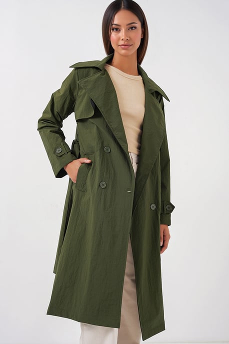 Dubbelzijdige Lange Trenchcoat met Zakken - Image 1