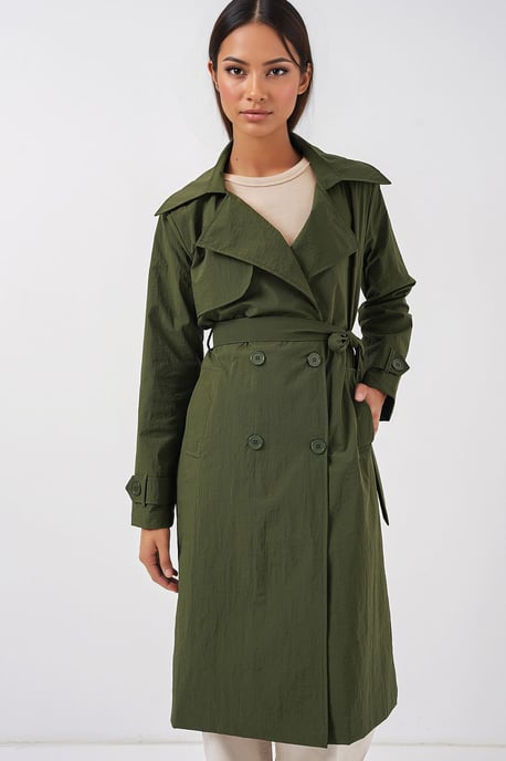 Dubbelzijdige Lange Trenchcoat met Zakken - Image 3
