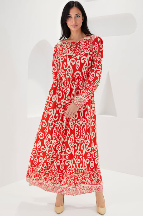 Geprinte Maxi Jurk met Strikdetails - Image 2
