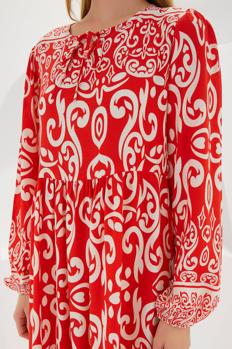 Geprinte Maxi Jurk met Strikdetails - Image 3