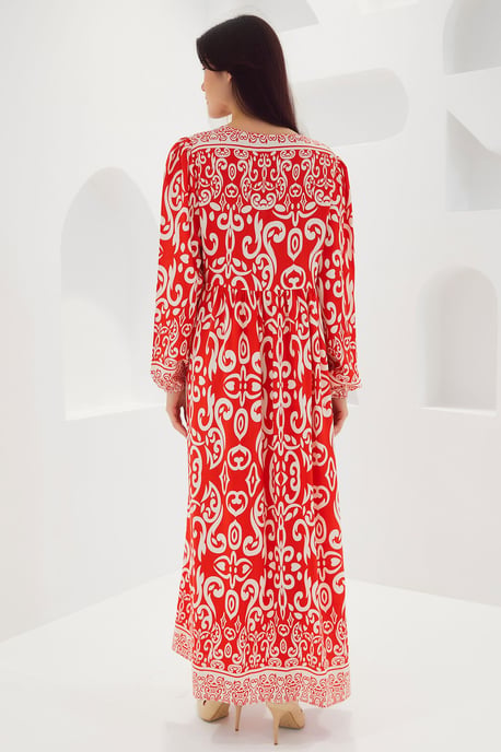 Geprinte Maxi Jurk met Strikdetails - Image 4
